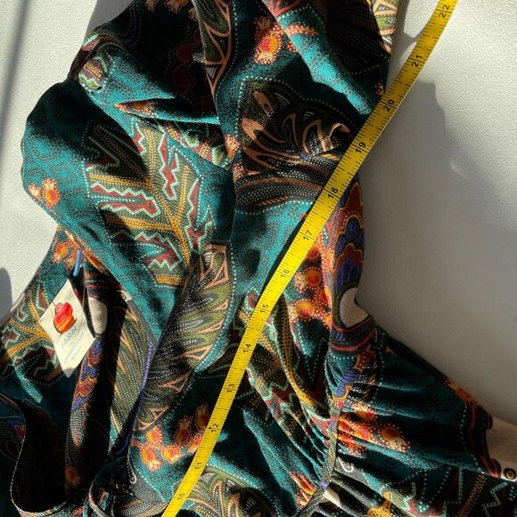 ANTHROPOLOGIE FARM RIO Ariyah Tiered V-Neck Botanical Mini Dress, Green Floral S - Picture 12 of 15